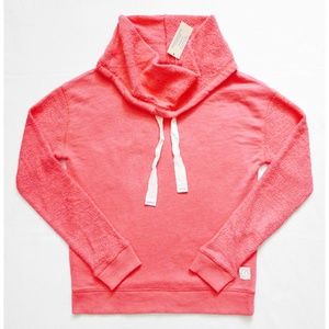 NWT AE Tie Cowl Neck Long Sleeves Coral Knit Top S